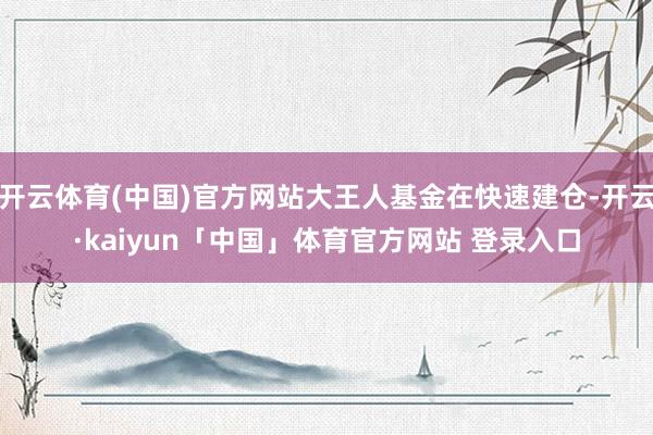 开云体育(中国)官方网站大王人基金在快速建仓-开云·kaiyun「中国」体育官方网站 登录入口